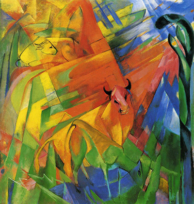 Tiere in einer Landschaft Franz Marc